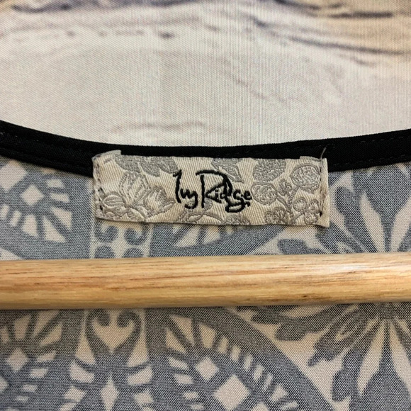 Ivy Ridge printed long sleeve top - orange, black, cream, yellow & maroon - Picture 7 of 11